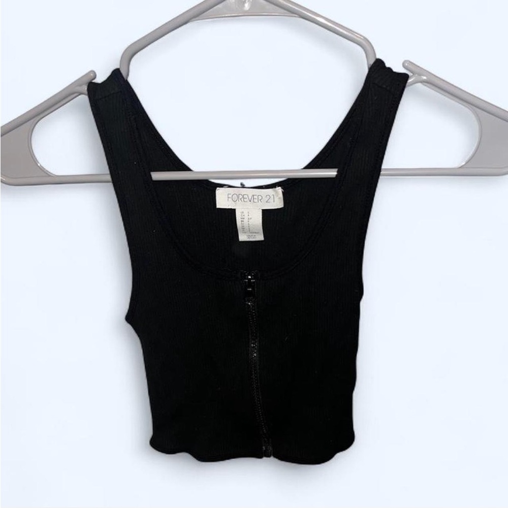 Forever 21 Black Zip-Front Crop Top
